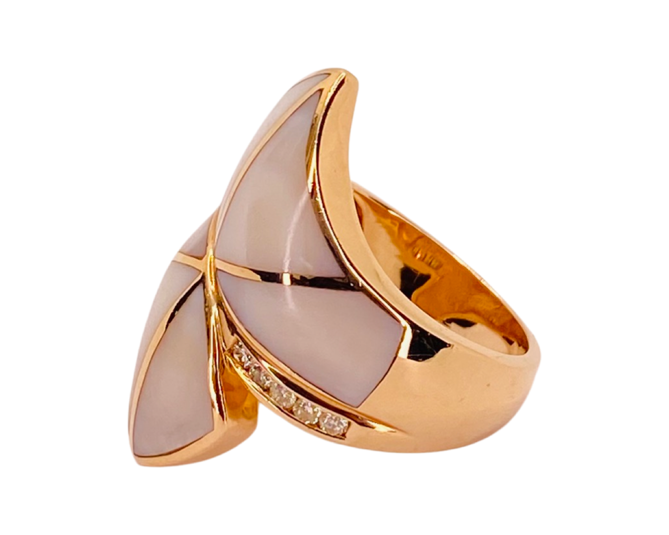 Estate Jewelry 14K Rose Gold Mother-of- Pearl Inlay Ring