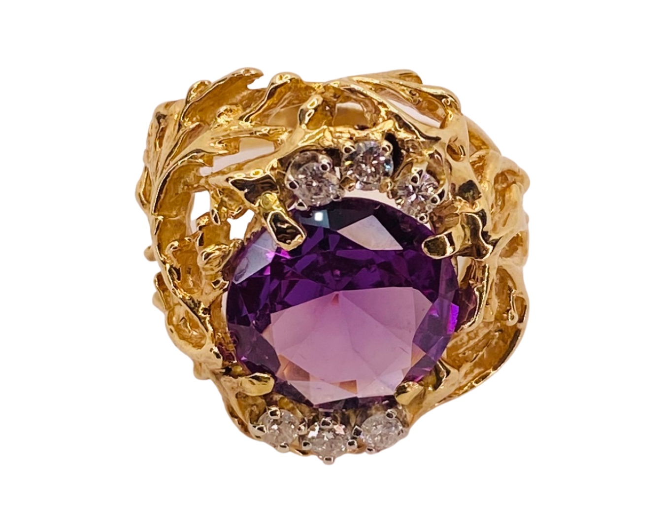 Estate Jewelry 14K Yellow Gold Amethyst Cocktail Ring