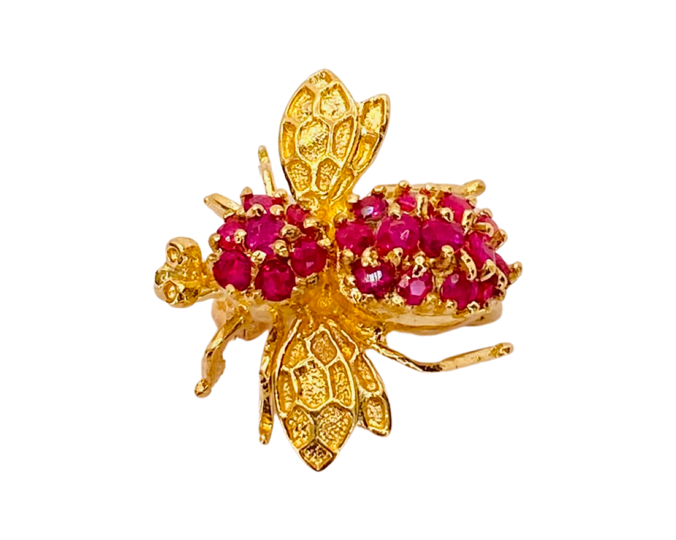 14K Yellow Gold Bee Ruby Brooch/ Pendant