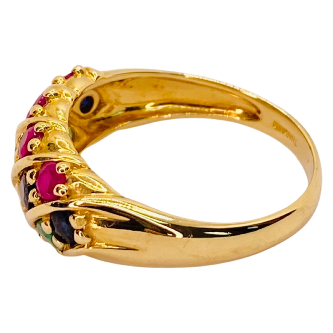 Estate Jewelry 14K Yellow Gold Multi Gemstone Ring