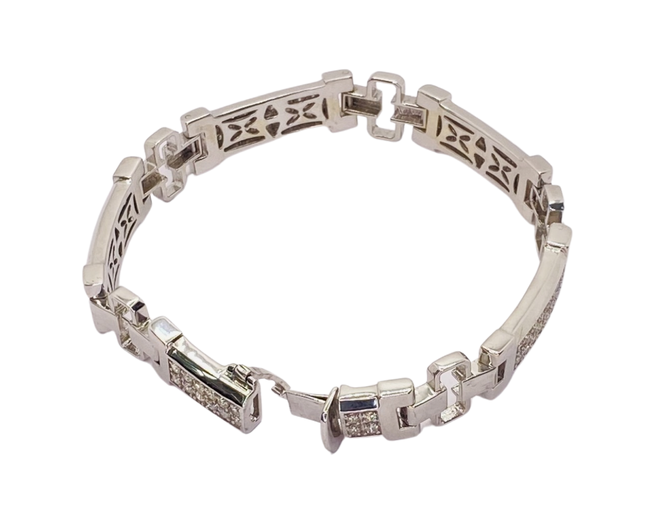 Estate Jewelry 14K White Gold Mens Diamond Bracelet