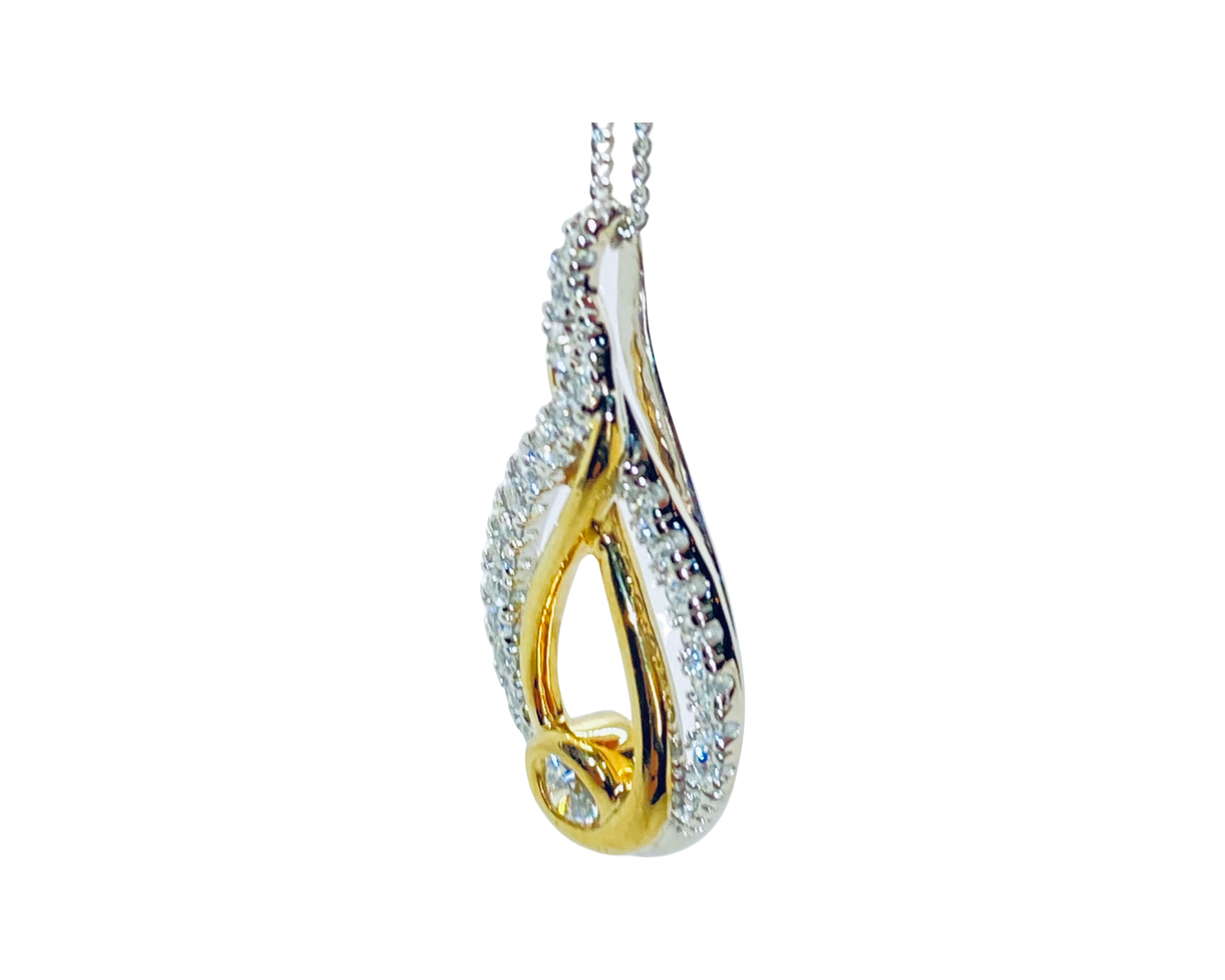 10K White and Yellow Gold Diamond Pendant