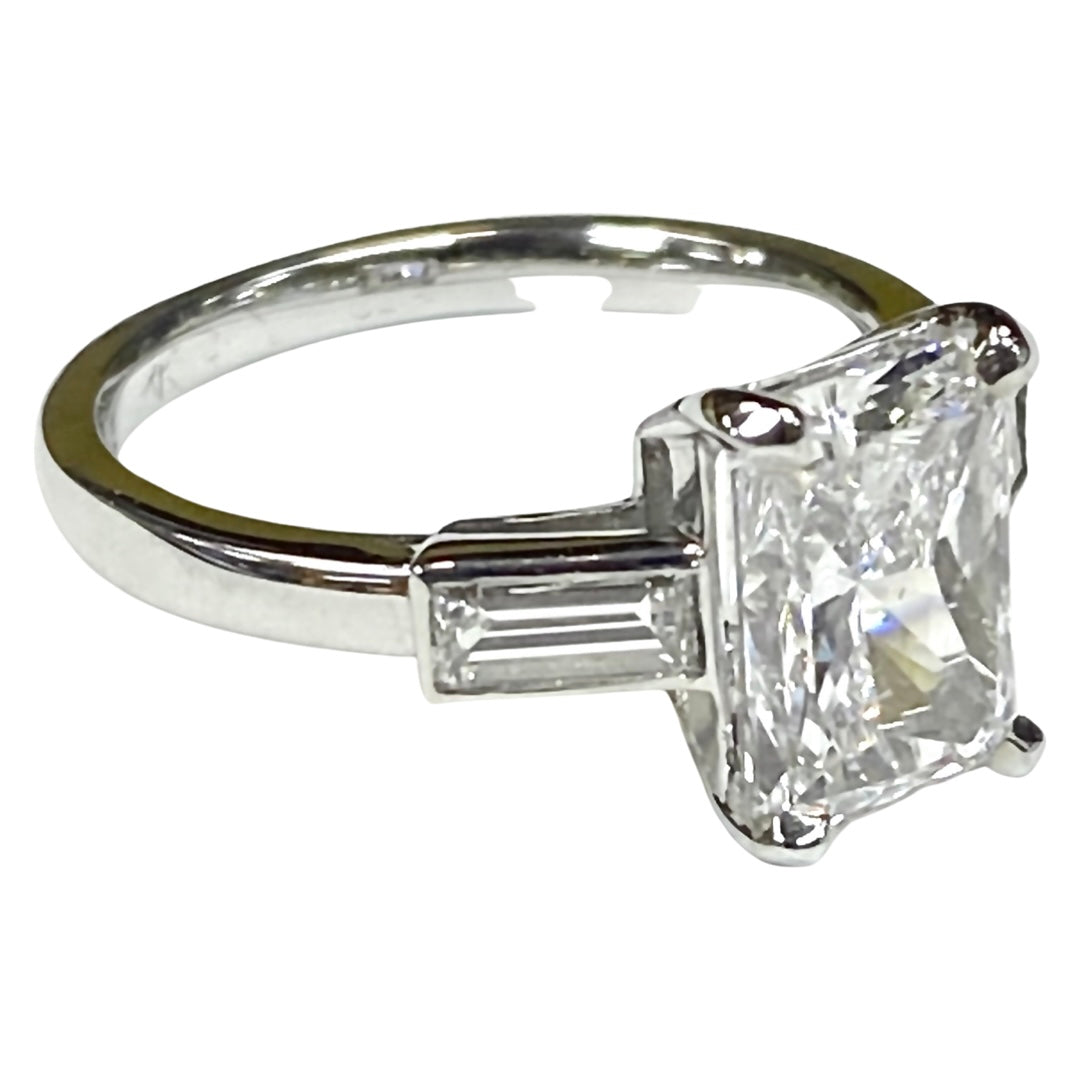 Platinum Emerald Cut Diamond Ring