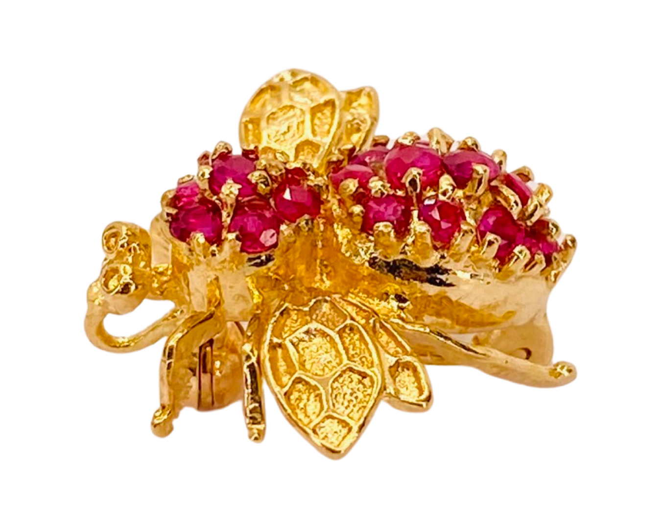 14K Yellow Gold Bee Ruby Brooch/ Pendant