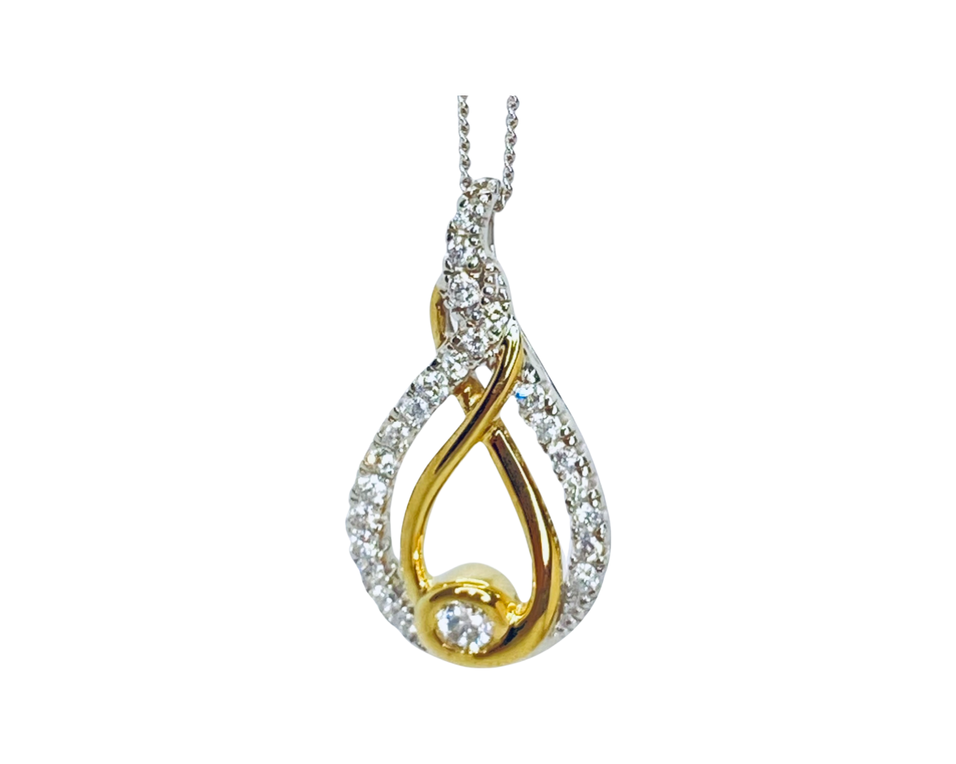 10K White and Yellow Gold Diamond Pendant