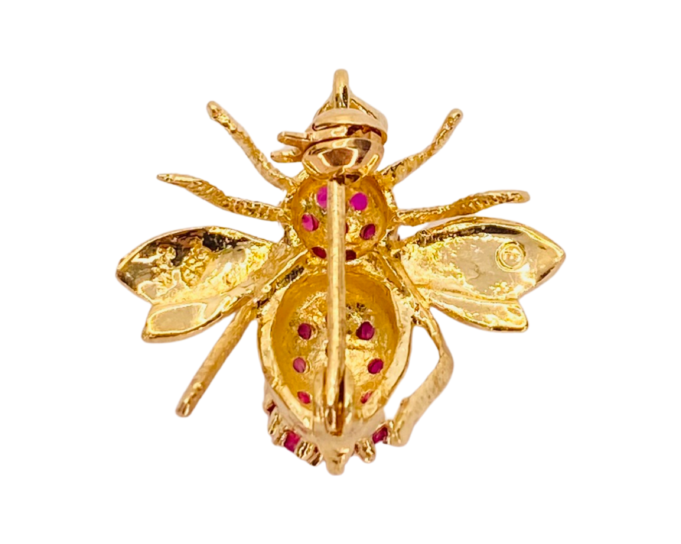 14K Yellow Gold Bee Ruby Brooch/ Pendant